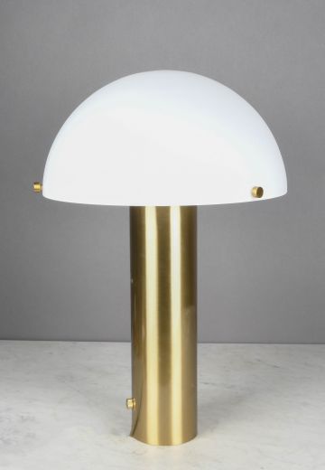 Mid Century Modern Brass Table Lamp w/Glass Shade