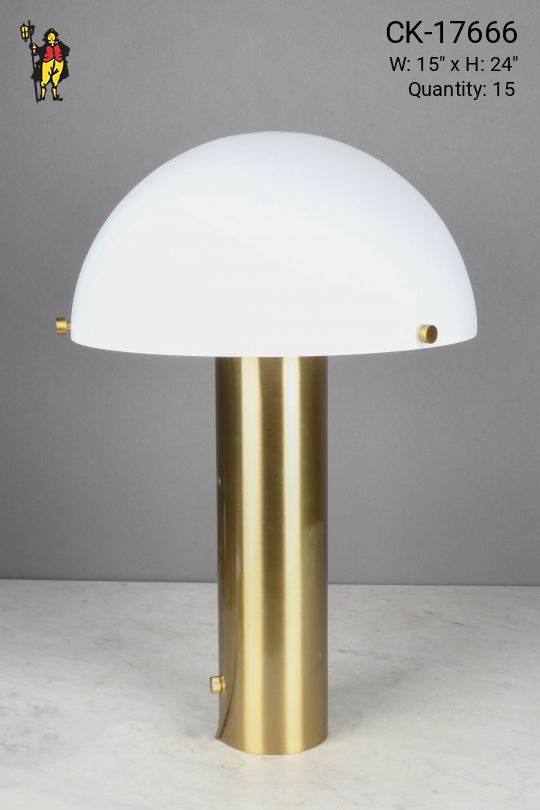 Mid Century Modern Brass Table Lamp w/Glass Shade