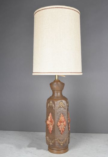 Brown Ceramic Oversize Mid Century Table Lamp