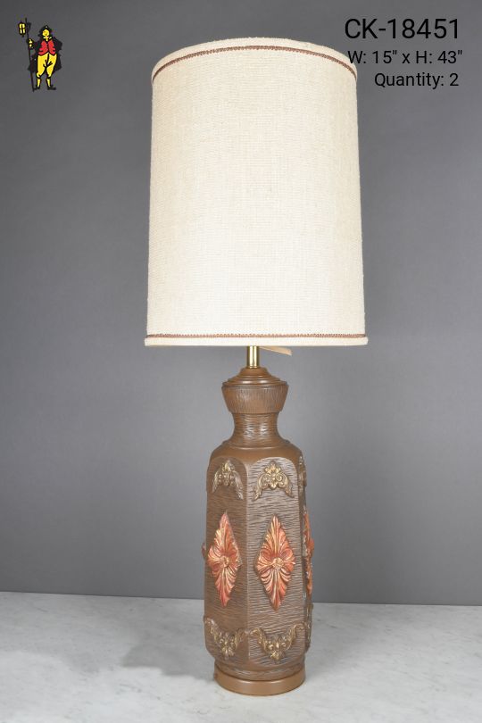 Brown Ceramic Oversize Mid Century Table Lamp