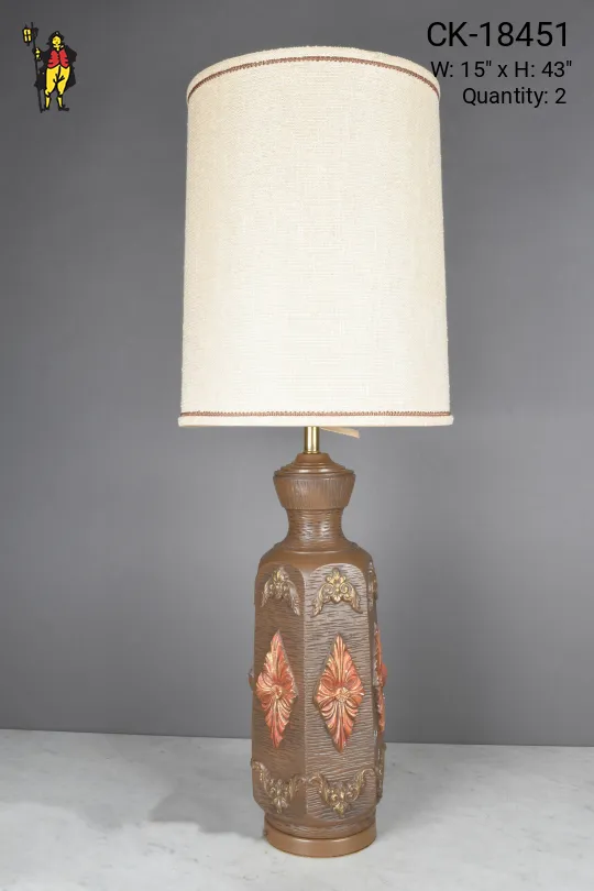 Brown Ceramic Oversize Mid Century Table Lamp