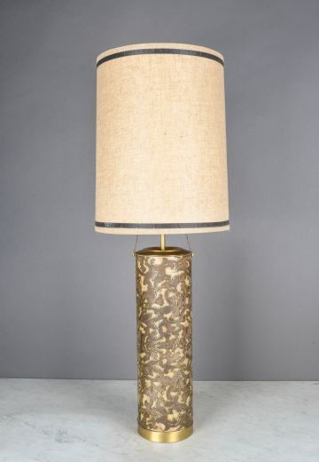 Brown w/Gold Accent Oversize Mid Century Table Lamp