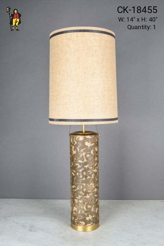 Brown w/Gold Accent Oversize Mid Century Table Lamp