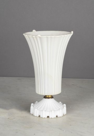White Ceramic Torchiere Style Table Lamp