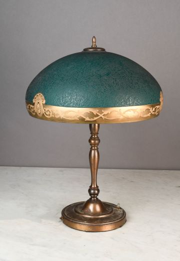 Green Overlay Glass Shaded Table Lamp