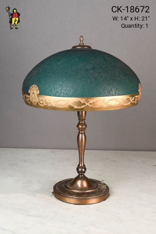 Green Overlay Glass Shaded Table Lamp