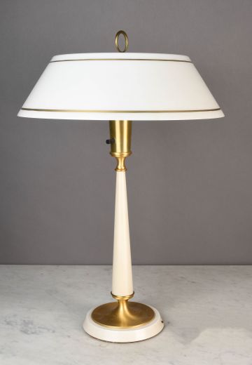 White w/Gold Accent Mid Century Table Lamp