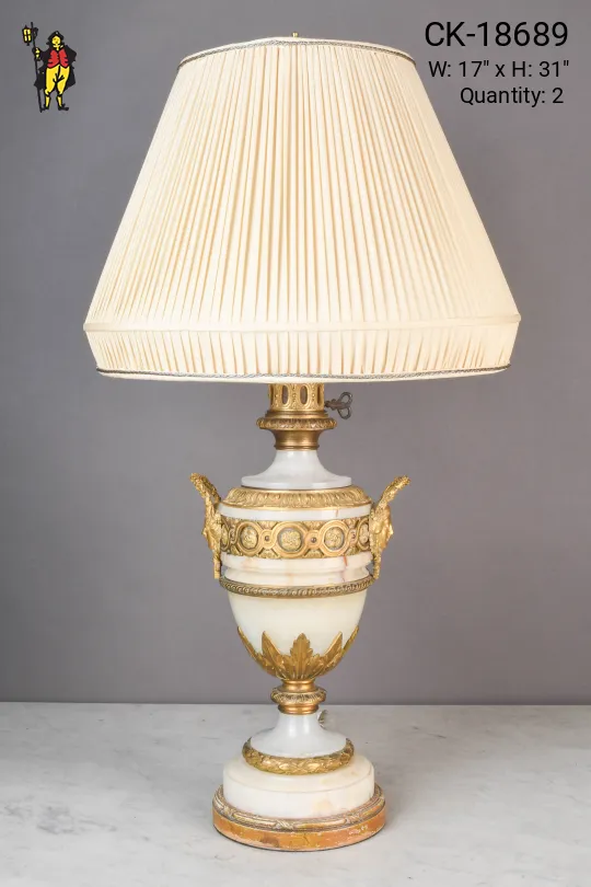 Marble & Brass Accented Ornate Table Lamp