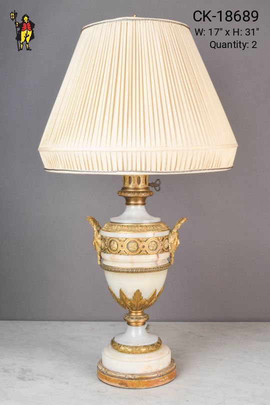 Marble & Brass Accented Ornate Table Lamp