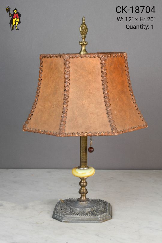 Mica Shaded Antique Brass Table Lamp