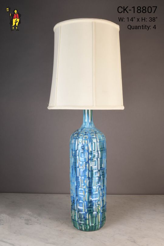 Painted Blue & Green Oversize Ceramic Table Lamp