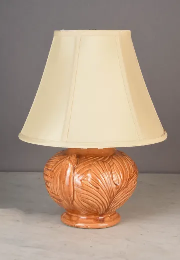 Painted Orange Ceramic Table Lamp