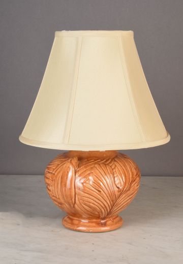 Painted Orange Ceramic Table Lamp