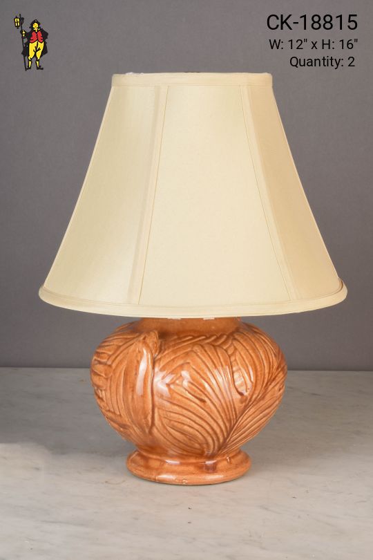 Painted Orange Ceramic Table Lamp