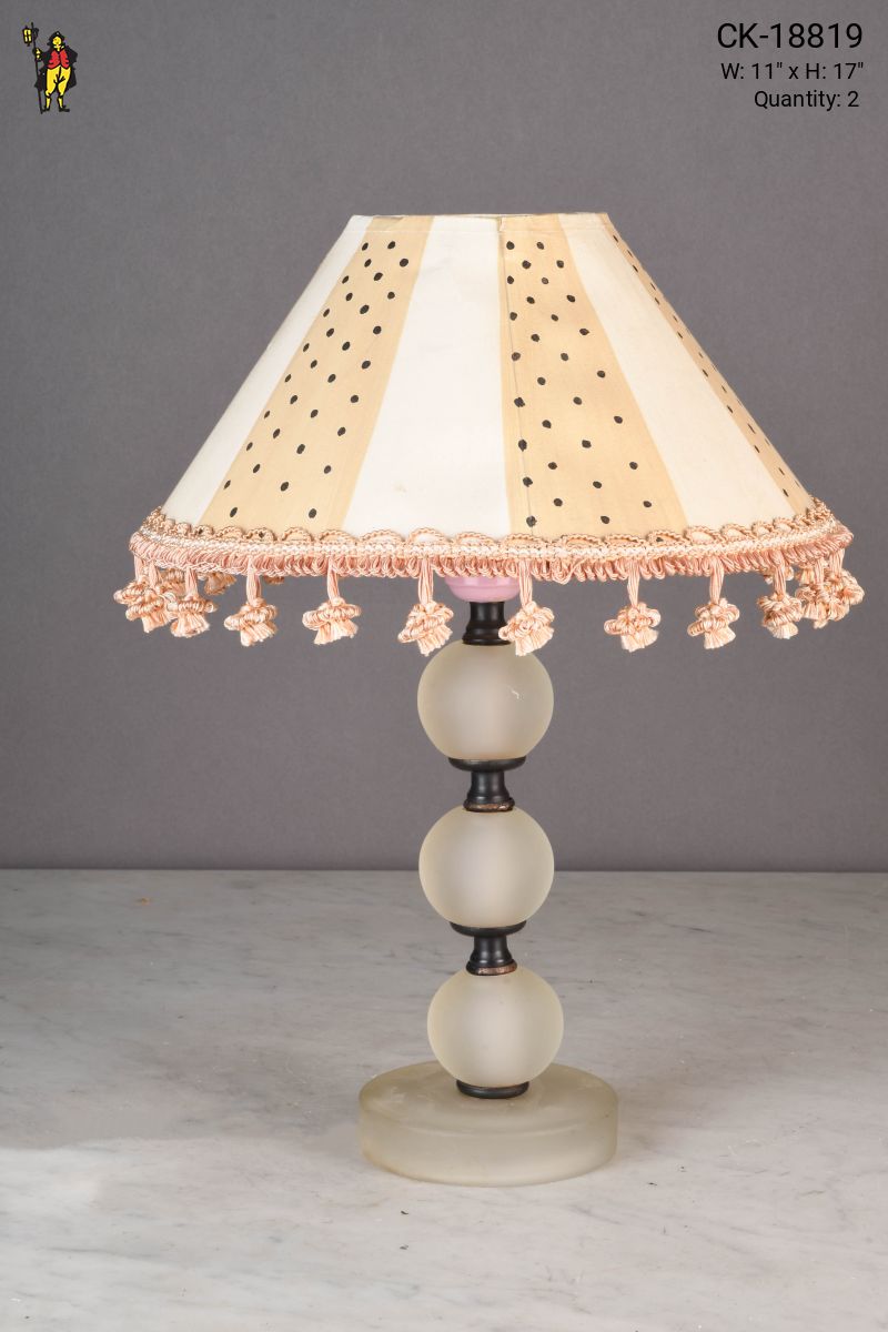 Small Glass Table Lamp w Polka Dot Fringe Shade Table Lamps Collection City Knickerbocker Lighting Rentals