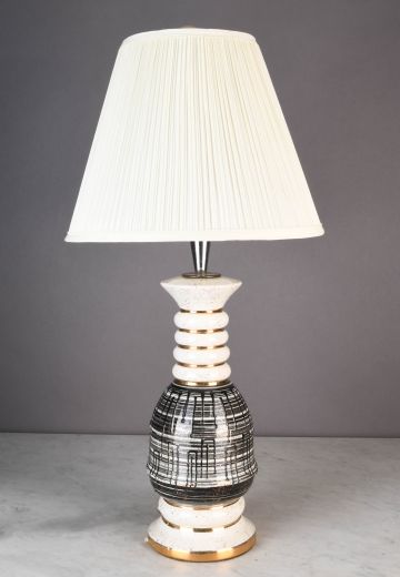 White & Black Painted Ceramic Table Lamp