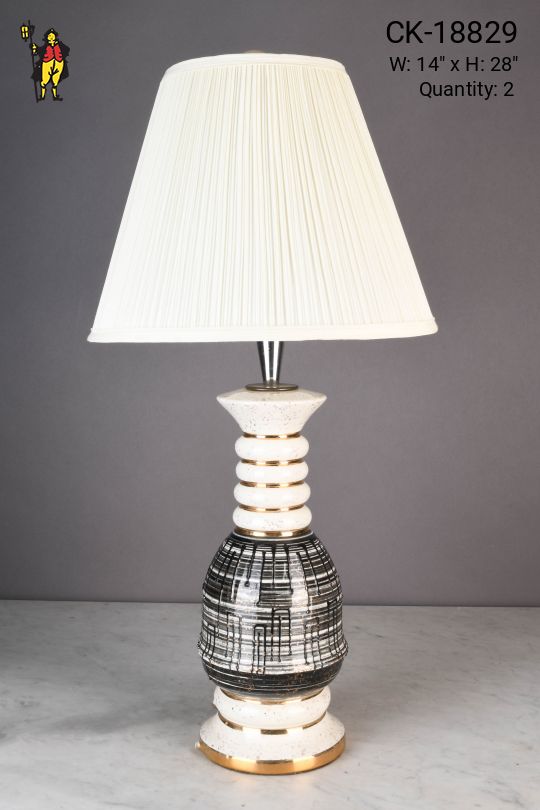 White & Black Painted Ceramic Table Lamp