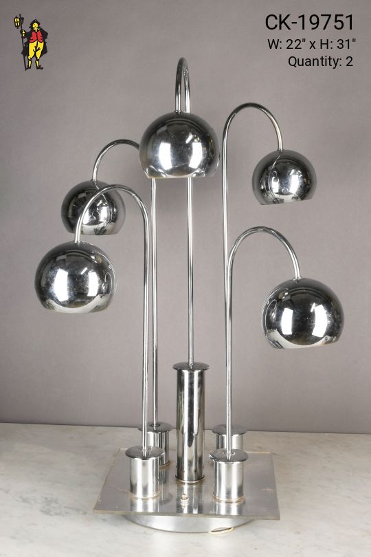 Chrome Space Age Five Light Oversize Table Lamp
