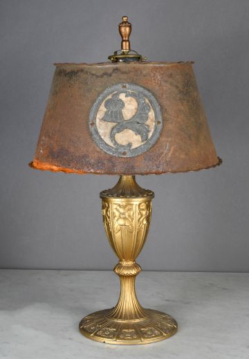 Brass Table Lamp w/Distressed Metal Shade