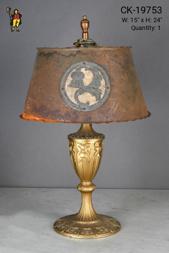 Brass Table Lamp w/Distressed Metal Shade