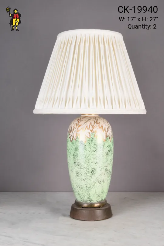 Green & Gold Leaf Ceramic Table Lamp