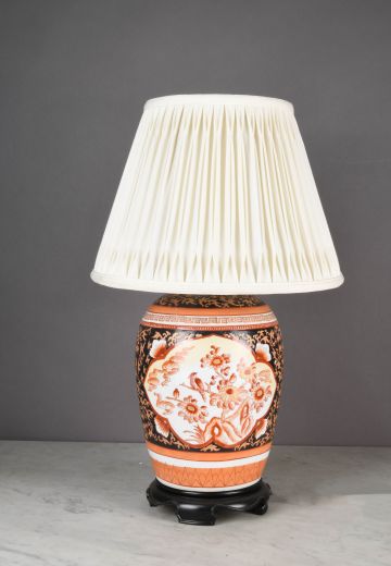 Asian Style Painted Oversize Ginger Jar Table Lamp