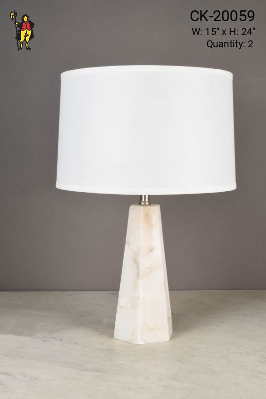 Modern White Marble Cut Table Lamp