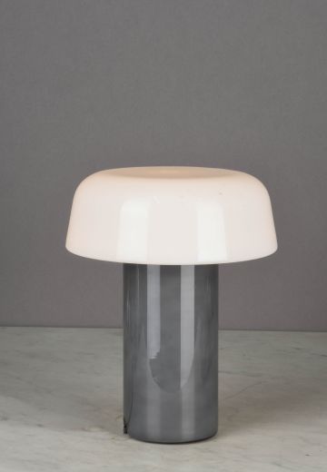 Small Glass Shaded Mid Century Modern Table Lamp