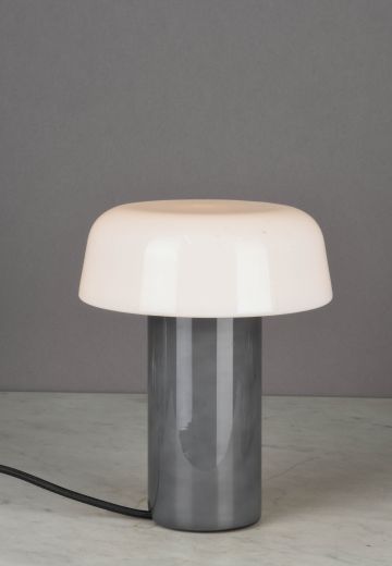 Small Glass Shaded Mid Century Modern Table Lamp