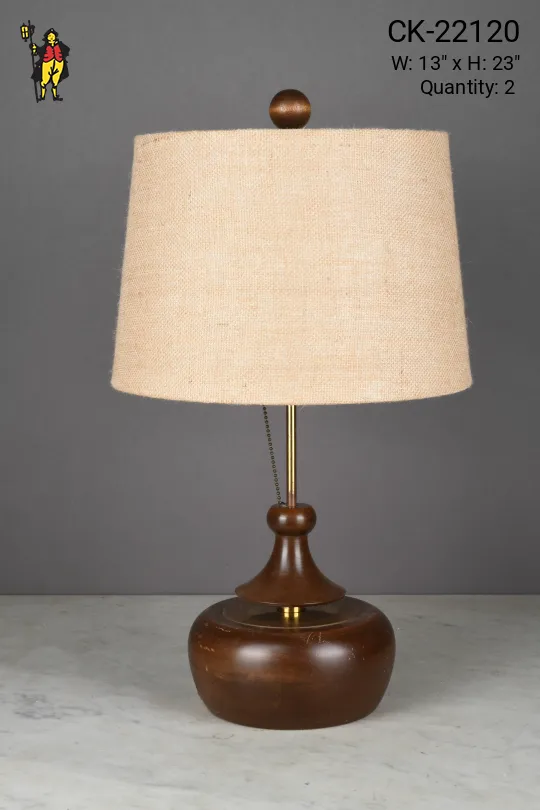 Wooden Mid Century Pull Down Switch Table Lamp (Different Stain Colors)