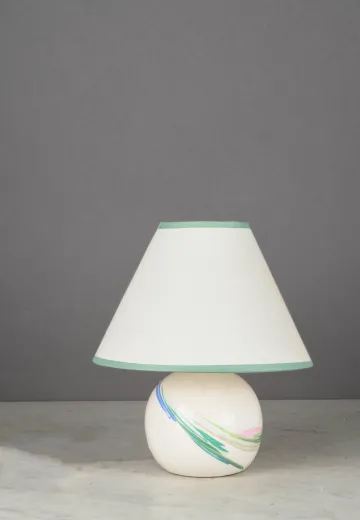 Ceramic White & Multicolor Painted Small Table Lamp