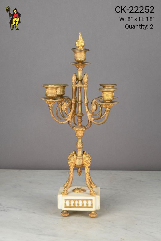 Brass Ornate Table Four Candle Holder
