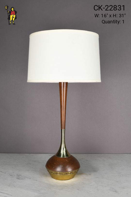Wood & Brass Mid Century Table Lamp