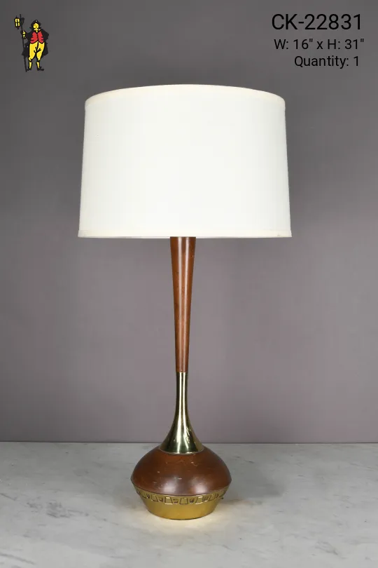 Wood & Brass Mid Century Table Lamp