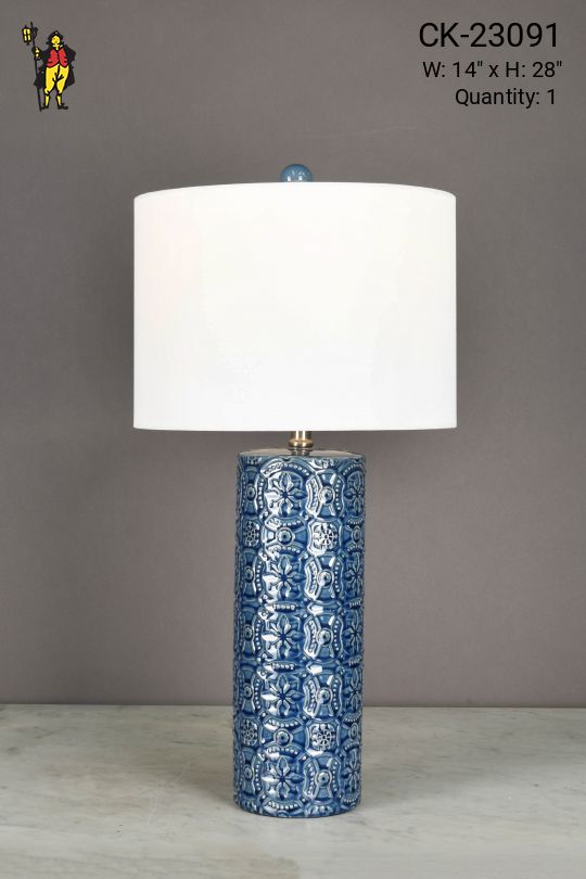 Blue Floral Table Lamp