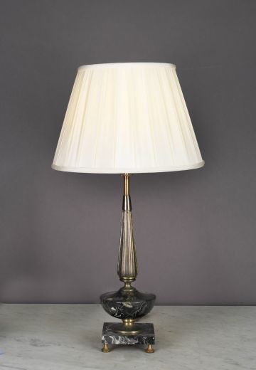 Antique Brass Table Lamp w/Marble Footed Base