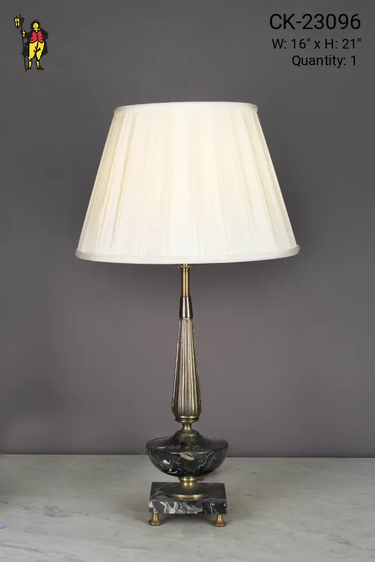 Antique Brass Table Lamp w/Marble Footed Base