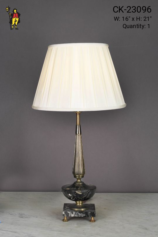 Antique Brass Table Lamp w/Marble Footed Base