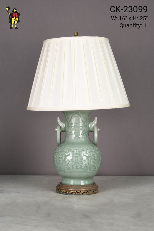 Green Traditional Ceramic Urn Style Table Lamp