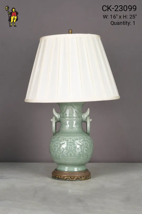 Green Traditional Ceramic Urn Style Table Lamp