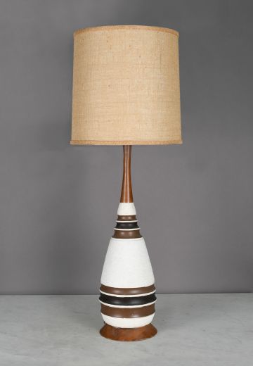 White Tall Mid Century Table Lamp