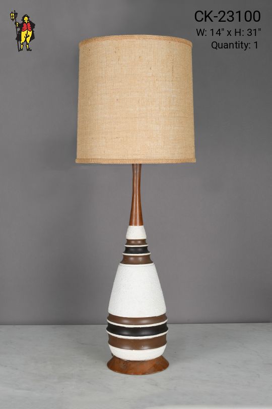 White Tall Mid Century Table Lamp