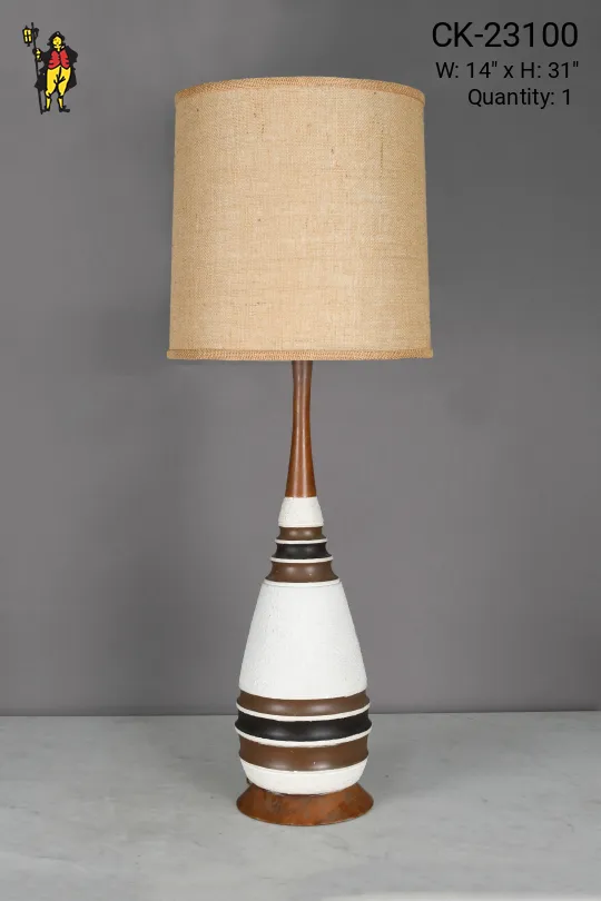 White Tall Mid Century Table Lamp