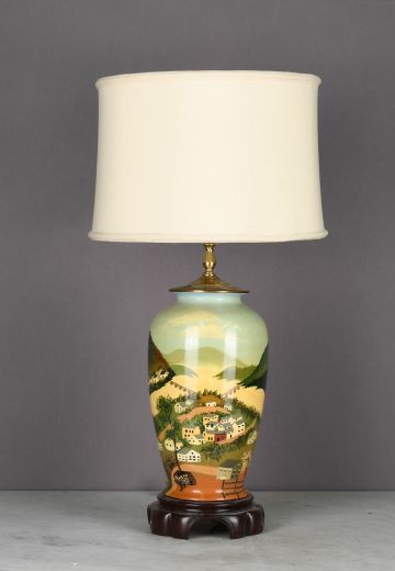 Painted Landscape Scene Table Lamp