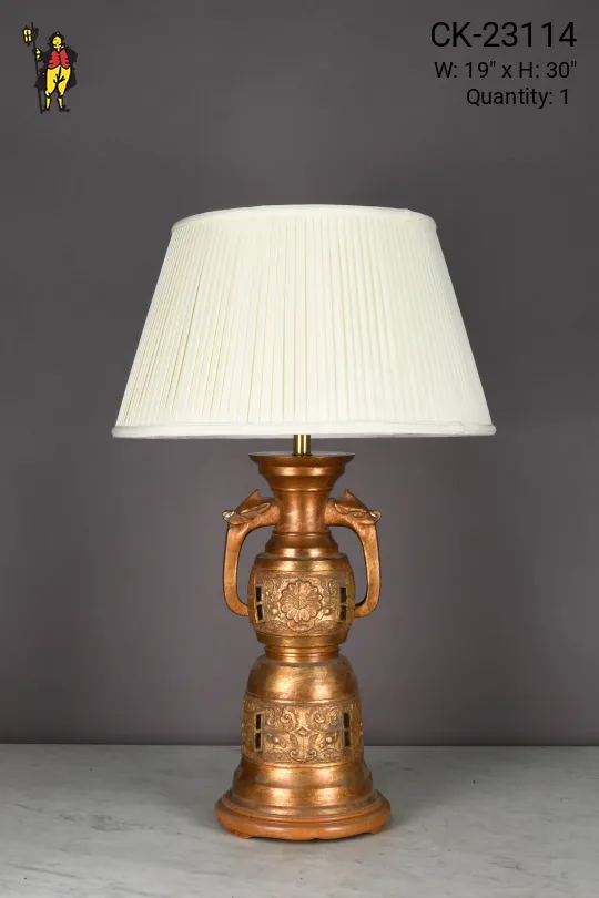Asian Style Painted Wooden Table Lamp