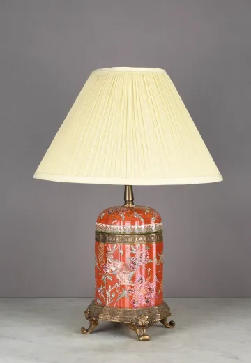 Red Painted Ginger Jar Ceramic Table Lamp