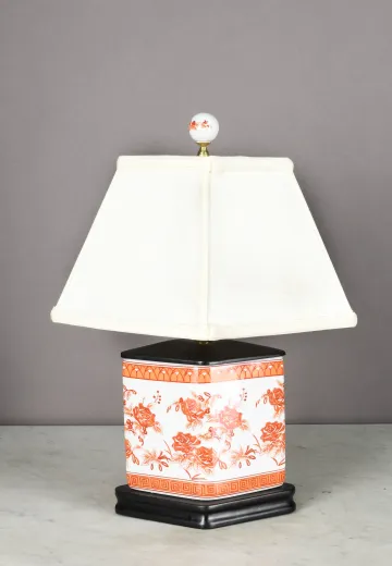 Rhombus Shaped Painted Ceramic Table Lamp