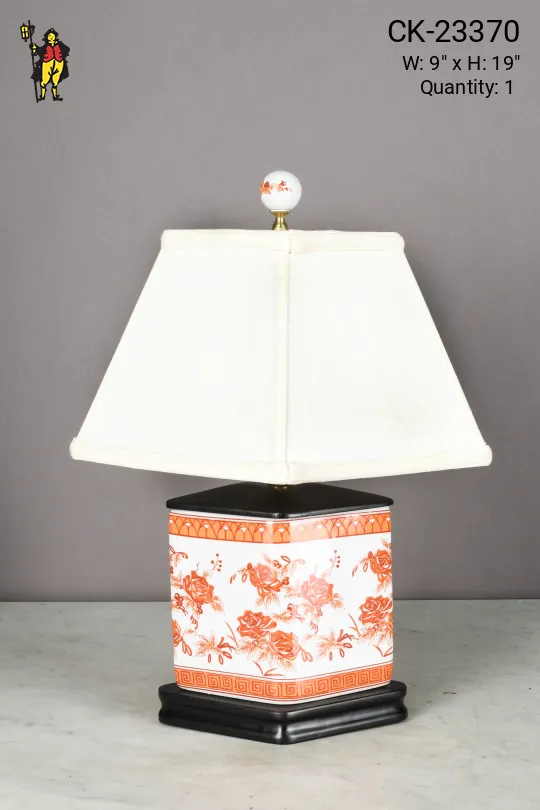 Rhombus Shaped Painted Ceramic Table Lamp
