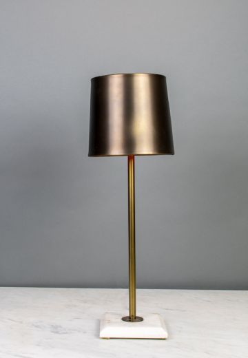 Brass Shaded Contemporary Table Lamp w/Marble Base