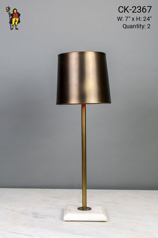 Brass Shaded Contemporary Table Lamp w/Marble Base